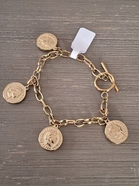 Gold-Tone Coin Charm Bracelet - Women's Jewelry